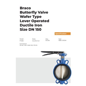 butterfly valve wafer type ductile iron 6 braco