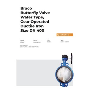 butterfly valve wafer type gear ductile iron 16 braco