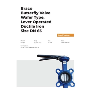 butterfly valve wafer type ductile iron 2.5 braco