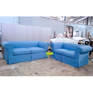 sofa ruang tamu minimalis cantik warna biru kerajinan kayu-1