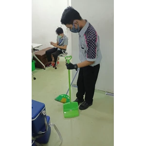 cleaning service progress sweeping ruangan stempel