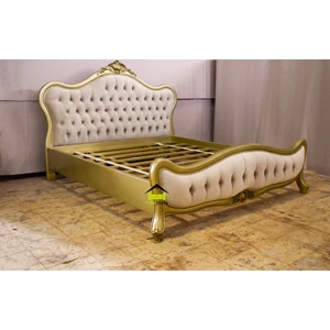 tempat tidur klasik mewah terlaris warna gold kerajinan kayu-1
