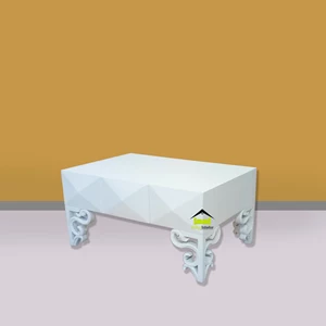 meja tamu minimalis warna putih duco lavina kerajinan kayu