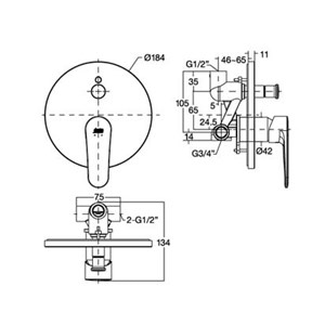 american standard codie concealed bath & shower mixing valve-2