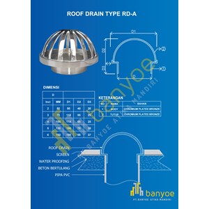 roof drain bronze chromium ( type rd-a) ukuran 2.5 inch