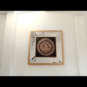 cermin kaligrafi glossy black square frame kerajinan kayu-2
