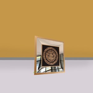 cermin kaligrafi glossy black square frame kerajinan kayu