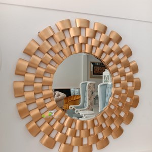 cermin square holograph gold kerajinan kayu-2