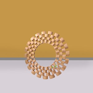 cermin square holograph gold kerajinan kayu