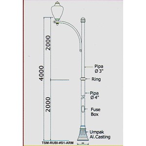 tiang pju decorative rubi-s1arm