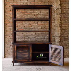 lemari display brown nature kerajinan kayu-1
