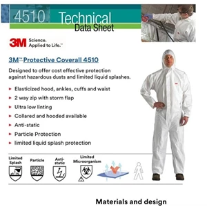 3m protective disposable coverall baju apd hazmat wirepack 4510 size l-2