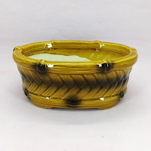 vas keramik ceper motif sisik sembur unik bentuk oval estetik dekorasi