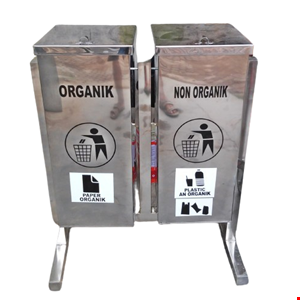 tempat sampah stainless 2 in 1 kotak