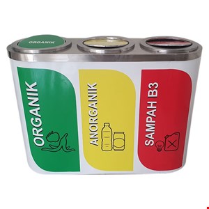 tempat sampah stainless steel 3 in 1 gabung