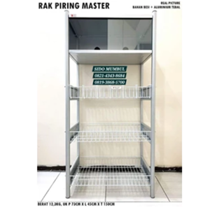 rak piring aluminium kaca master