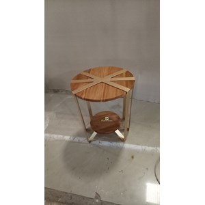 meja glazen circle kerajinan kayu-1