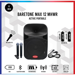 baretone max12mhwr / max 12 mhwr 12 inch - speaker portable bluetooth-4