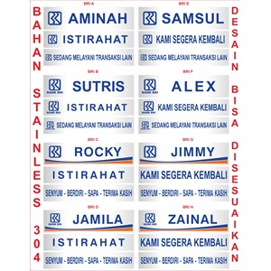 papan nama meja / name desk stainless gravir berholder aluminium 20 cm-4