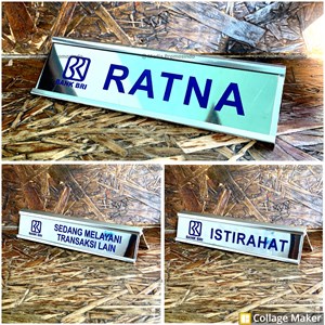 papan nama meja / name desk stainless gravir berholder aluminium 20 cm-2