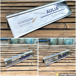 papan nama meja / name desk stainless gravir berholder aluminium 20 cm-3