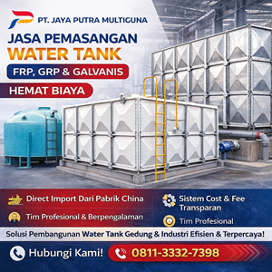 perakitan pemasangan water tank fiberglass frp galvanis grp