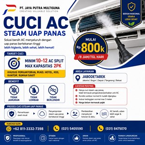 cuci ac split steam uap panas kantor hotel ruko sekolah pabrik