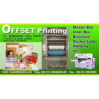 Melayani cetak Inner box, master box, leaflet, brocure, hangtag, sticker, etc