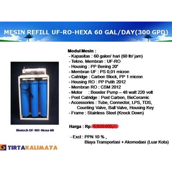 Mesin Air Minum Isi Ulang UF-RO-HEXA 60 Galon/ Hari