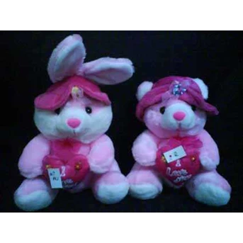 A.2.8. Bear & Rabbit Topi Love Bunga.