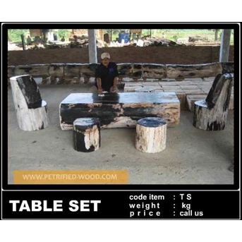 Table set / meja batu fosil