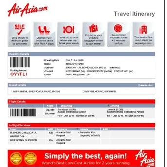 E-Ticket fisik AirAsia