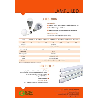 Lampu TL DC Global Light 10 W 12 VDC