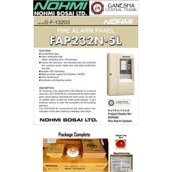 NOHMI Control Panel Fire Alarm 5 Zone ( FAP232N-5L) - Sensor Kebakaran