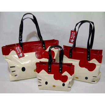 Hello Kitty Red White Tote Bag with Hk Face