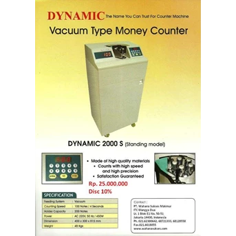 Mesin Hitung Uang Dynamic 2000S Vacuum System