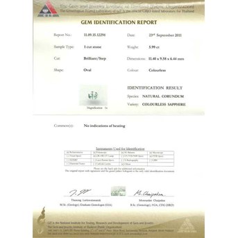 Sparkling White Diamond Corondum No Heat ( DM 019 + Sertifikat)