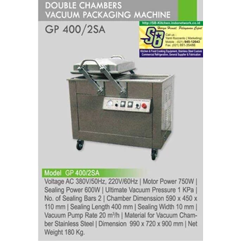 DOUBLE CHAMBERS VACUUM PACKAGING MACHINE GP-400/ 2SA