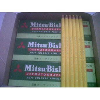 Dermatograph Soft Colored Pencils Mitsubishi No. 7600 Yellow No.2 ( Pensil Kaca Merek Mitsubishi Warna Kuning No.2 )