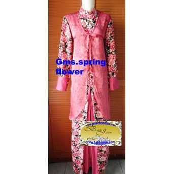 Gamis batik spring flower pink, MADE BY ORDER