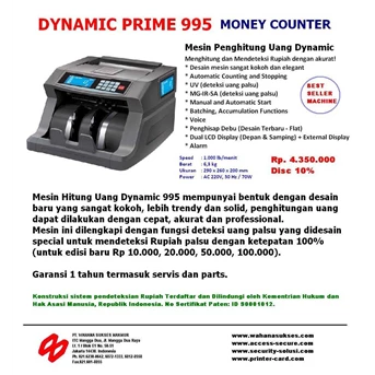 Mesin Hitung Uang Dynamic Prime 995 Best Seller Machine