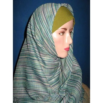 Kerudung Siang Malam Garis Ijo Ungu