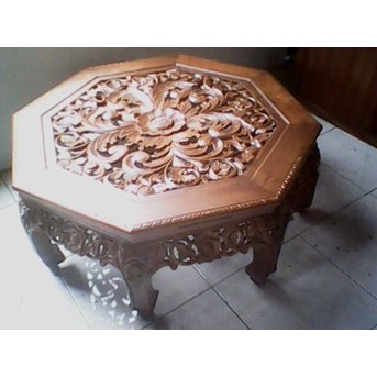 meja ukir segi enam
