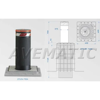 Rising Bollard Hydraulic with built in Pump - for military base