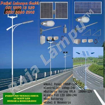 Paket Lampu PJU Tenaga Surya 60W | Lampu Penerangan Jalan Umum Tenaga Surya | Tiang Lampu Tenaga Surya Murah Bergaransi