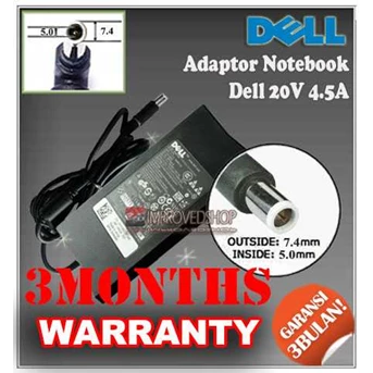 ADAPTOR/ ADAPTER/ CHARGER DELL 20V 4.5A ORIGINAL/ ASLI/ GENUINE/ COMPATIBLE/ KW1 FOR/ UNTUK LAPTOP/ NOTEBOOK/ NETBOOK/ NETBUK DELL INSPIRON SERIES/ DELL LATITUDE SERIES/ DELL PRECISION SERIES ( 7.4 * 5.0 MM/ 3 PIN/ 3 HOLE TIP)