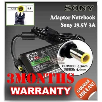 ADAPTOR/ ADAPTER/ CHARGER SONY 19.5V 3A ORIGINAL/ ASLI/ GENUINE/ COMPATIBLE/ KW1 FOR/ UNTUK LAPTOP/ NOTEBOOK/ NETBOOK/ NETBUK SONY VAIO PCG-700 SERIES/ SONY VAIO PCG-800 SERIES/ SONY VAIO F SERIES/ SONY VAIO PCG-FX SERIES ( 6.5 * 4.4 MM)