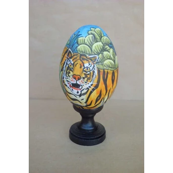 Wooden DUCK Egg With " Tiger"