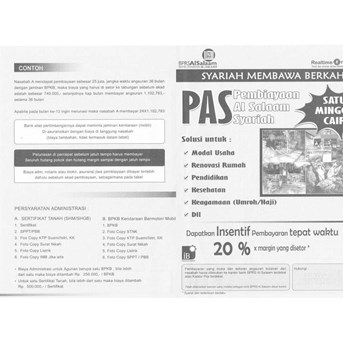 Pembiayaan Syariah Al Salaam 1 Minggu Cair