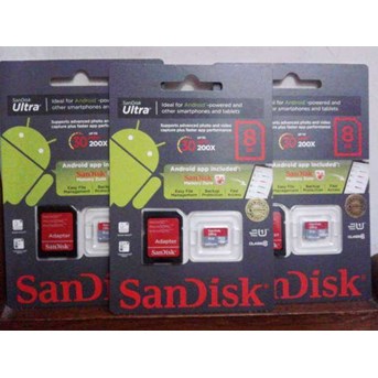 Memory Micro SD 8gb class 10 Sandisk Ultra + Adapter